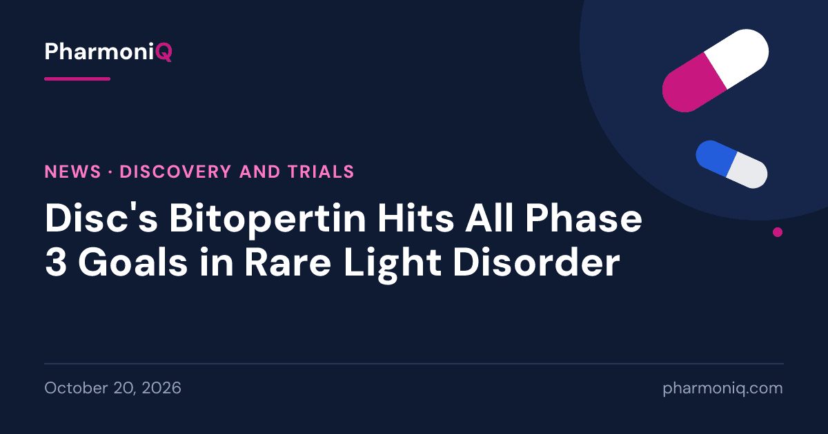 Disc's Bitopertin Hits All Phase 3 Goals in Rare Light Disorder: PharmoniQ news card