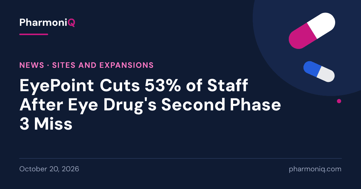 EyePoint Cuts 53% of Staff After Eye Drug's Second Phase 3 Miss: PharmoniQ news card