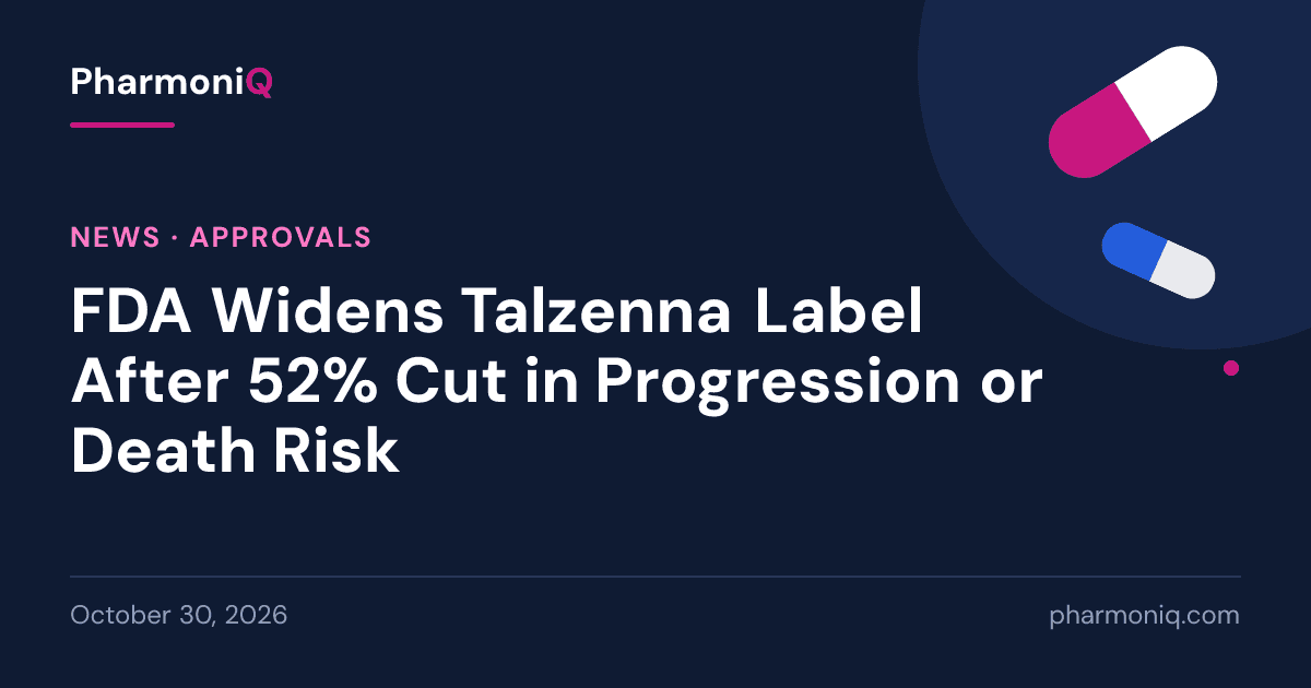 FDA Widens Talzenna Label After 52% Cut in Progression or Death Risk: PharmoniQ news card