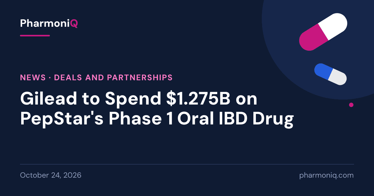 Gilead to Spend $1.275B on PepStar's Phase 1 Oral IBD Drug: PharmoniQ news card
