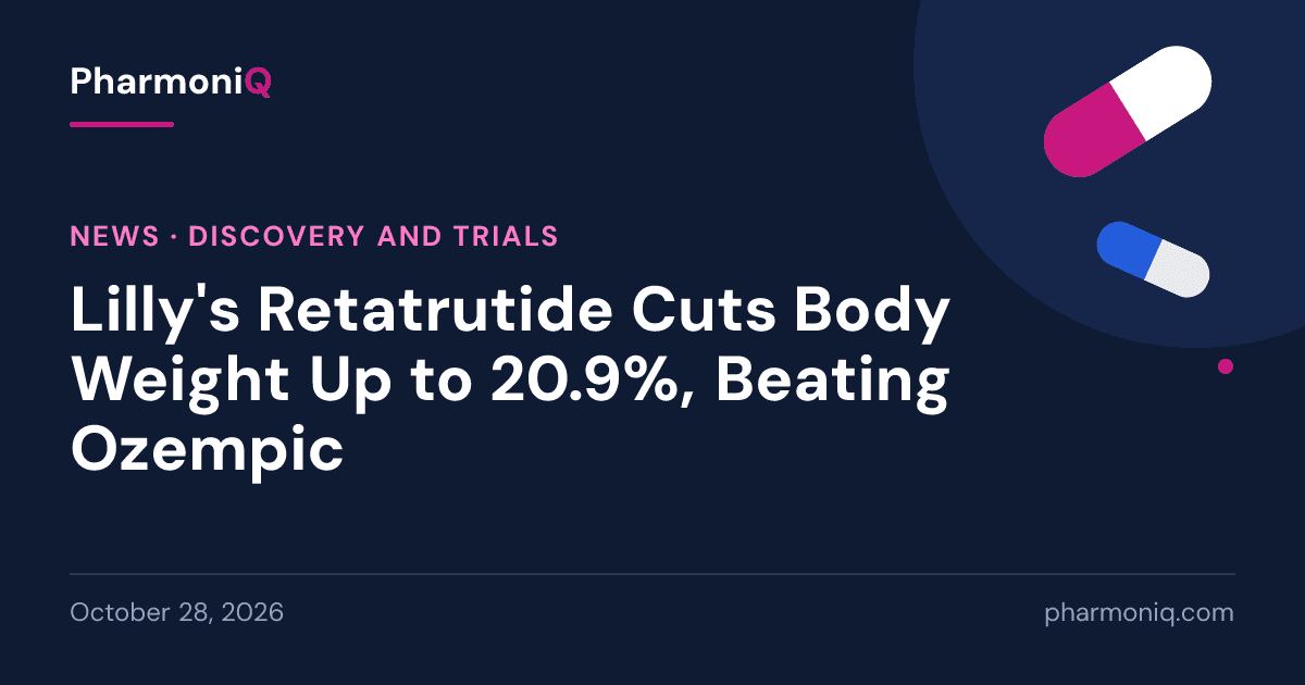 Lilly's Retatrutide Cuts Body Weight Up to 20.9%, Beating Ozempic: PharmoniQ news card