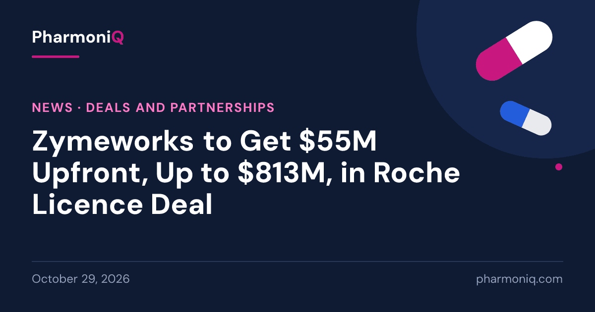 Zymeworks to Get $55M Upfront, Up to $813M, in Roche Licence Deal: PharmoniQ news card